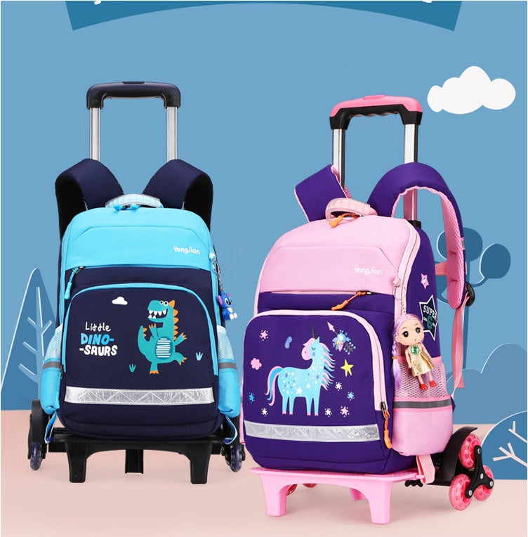 ⭐ Mochila Escolar con Ruedas Desmontable – Estilo Coreano | 36–55L, Oxford Impermeable, Ligera y Transpirable | Para Niños y Niñas de Primaria