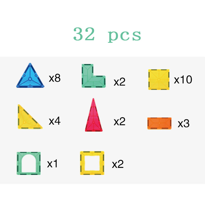 ⭐ Bloques Magnéticos de Construcción para Niños | 32 / 60 / 82 / 100 Piezas | Juguete Educativo Temprano, ABS Seguro, Translucentes y de Colores