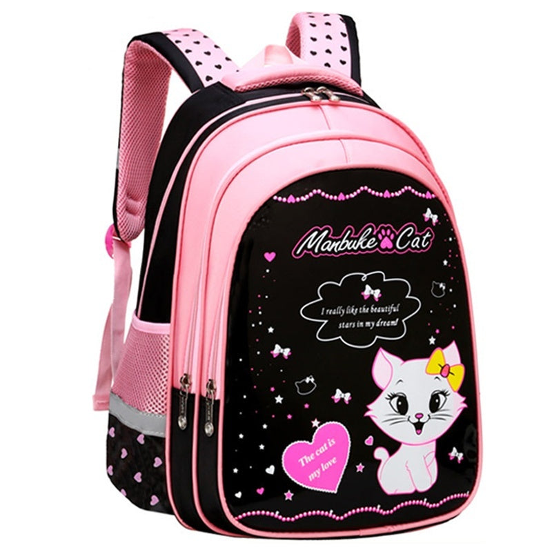 ⭐Mochila Escolar Infantil con Estampado de Gatito | Impermeable, Ligera y Resistente | Opciones con Estuche y Caja de Papelería