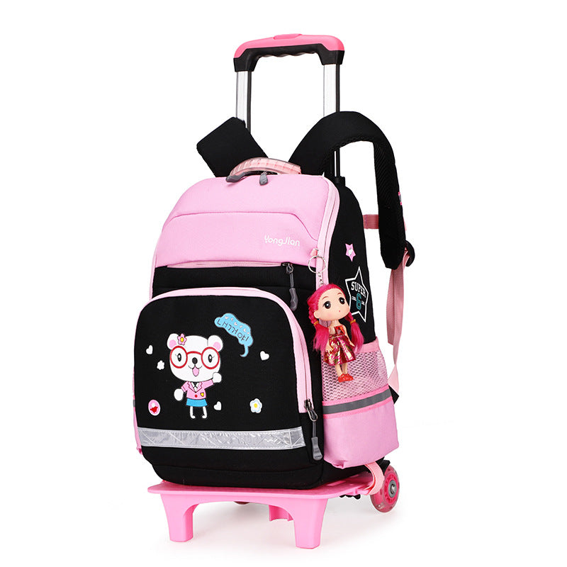 ⭐ Mochila Escolar con Ruedas Desmontable – Estilo Coreano | 36–55L, Oxford Impermeable, Ligera y Transpirable | Para Niños y Niñas de Primaria