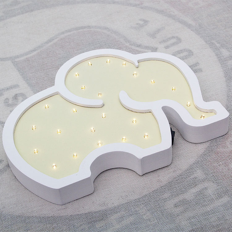 ⭐ Lámpara LED Infantil Elefante Bebé | Decoración de Pared en Madera, Luz Suave | Estilo Europeo, Ideal para Habitaciones de Bebé