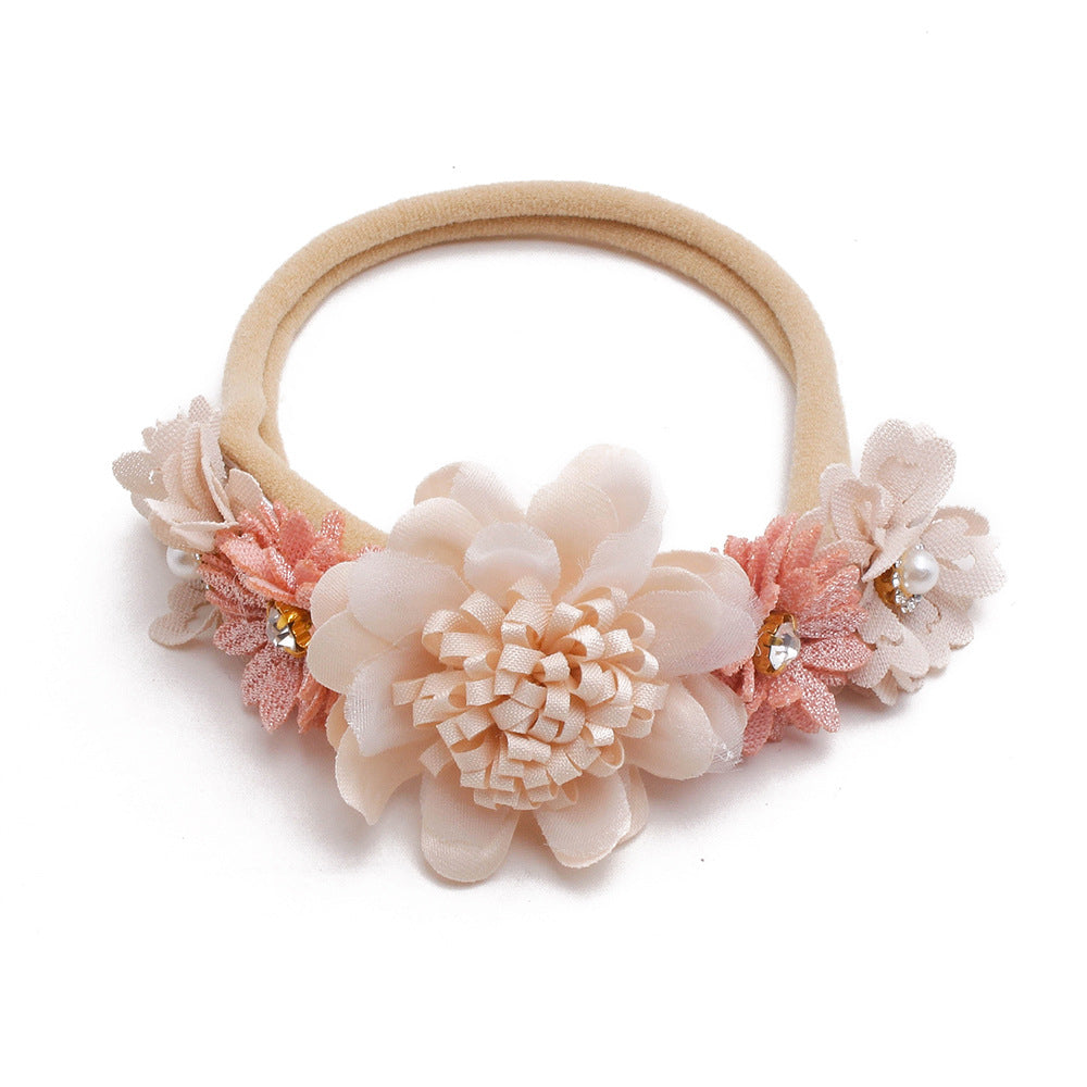 ⭐ Diadema Infantil Floral con Perlas | Cinta para Bebé Full Moon – Estilo Retro y Elegante