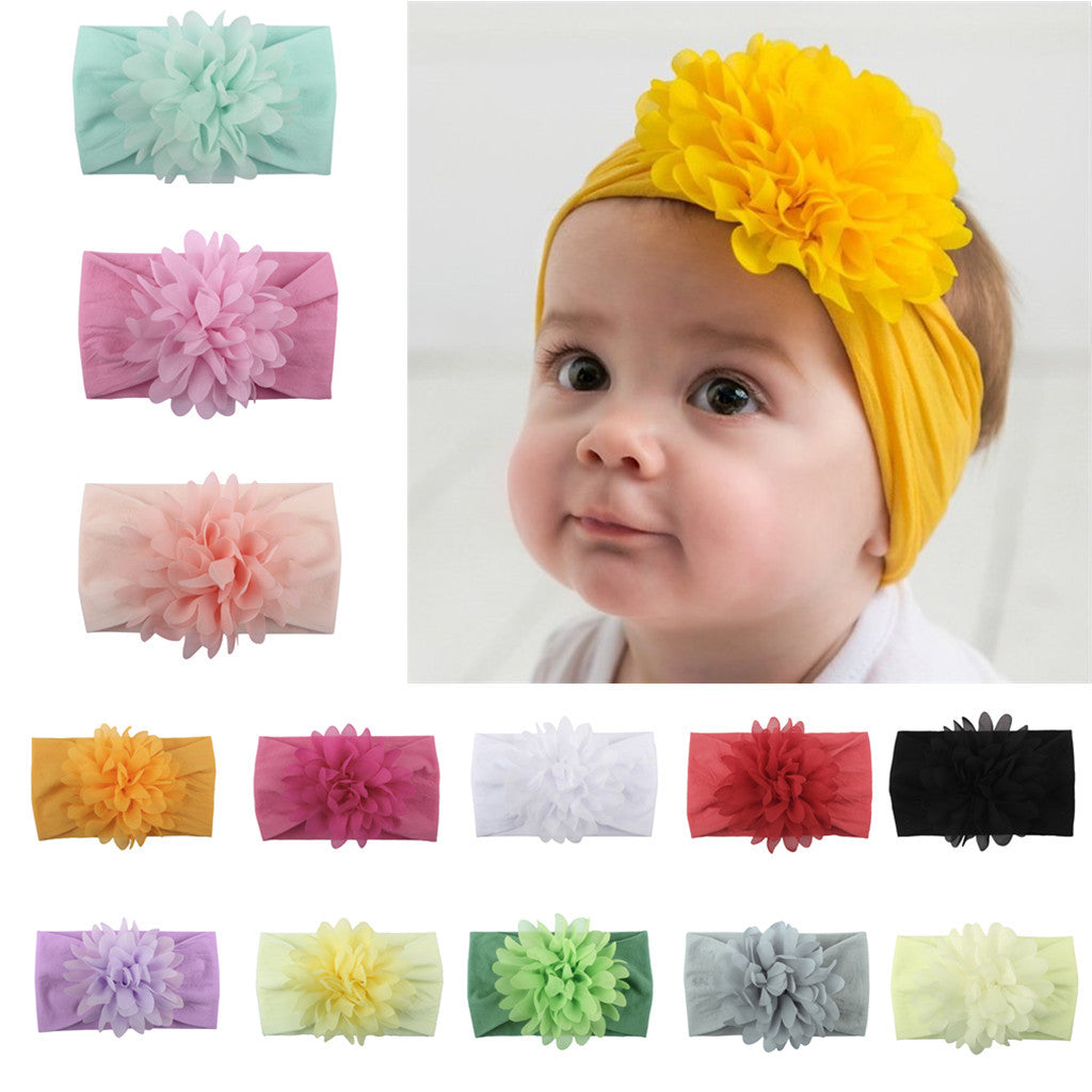 ⭐ Cinta para el Pelo de Bebé con Flor de Chifón | Accesorio Suave de Nylon, Hecho a Mano | Estilo Princesa, Varias Colores | Ideal para Sesiones de Fotos y Uso Diario