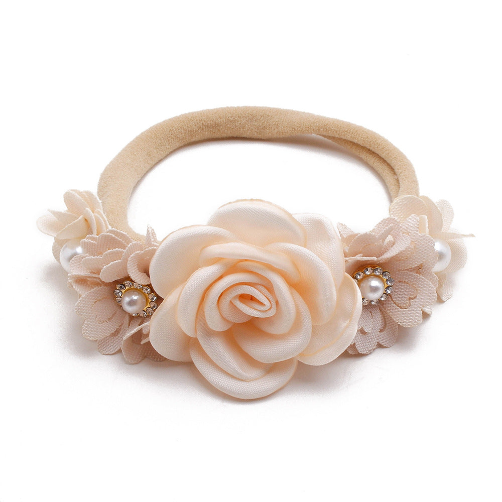 ⭐ Diadema Infantil Floral con Perlas | Cinta para Bebé Full Moon – Estilo Retro y Elegante