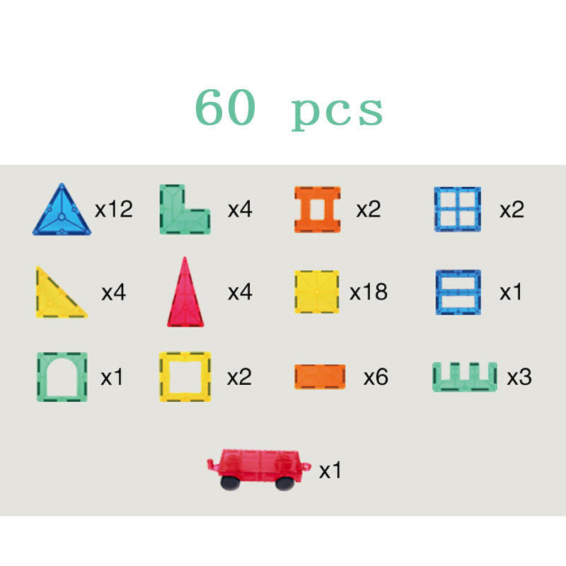 ⭐ Bloques Magnéticos de Construcción para Niños | 32 / 60 / 82 / 100 Piezas | Juguete Educativo Temprano, ABS Seguro, Translucentes y de Colores