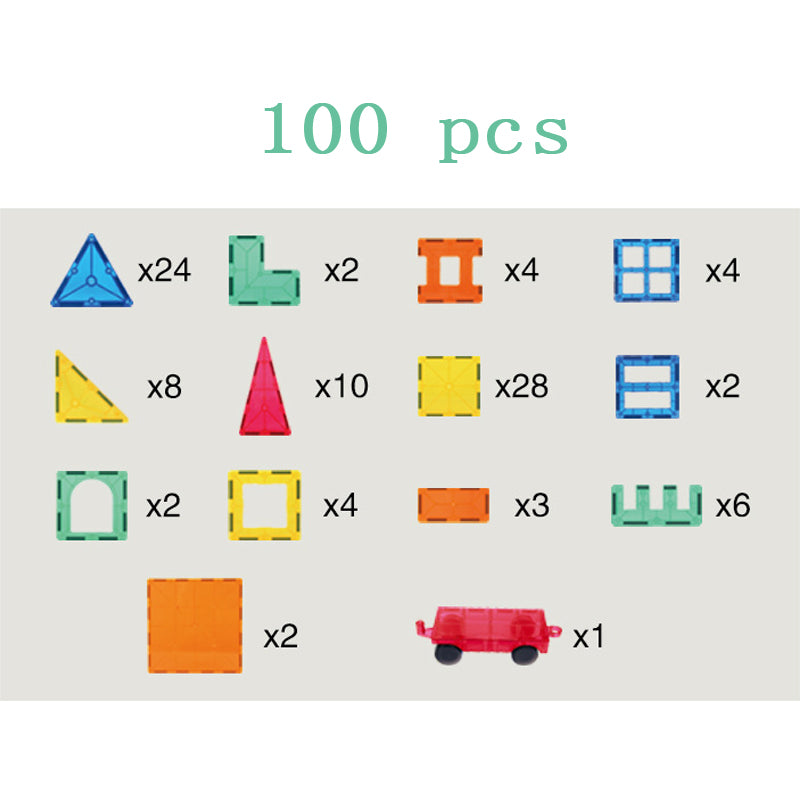 ⭐ Bloques Magnéticos de Construcción para Niños | 32 / 60 / 82 / 100 Piezas | Juguete Educativo Temprano, ABS Seguro, Translucentes y de Colores