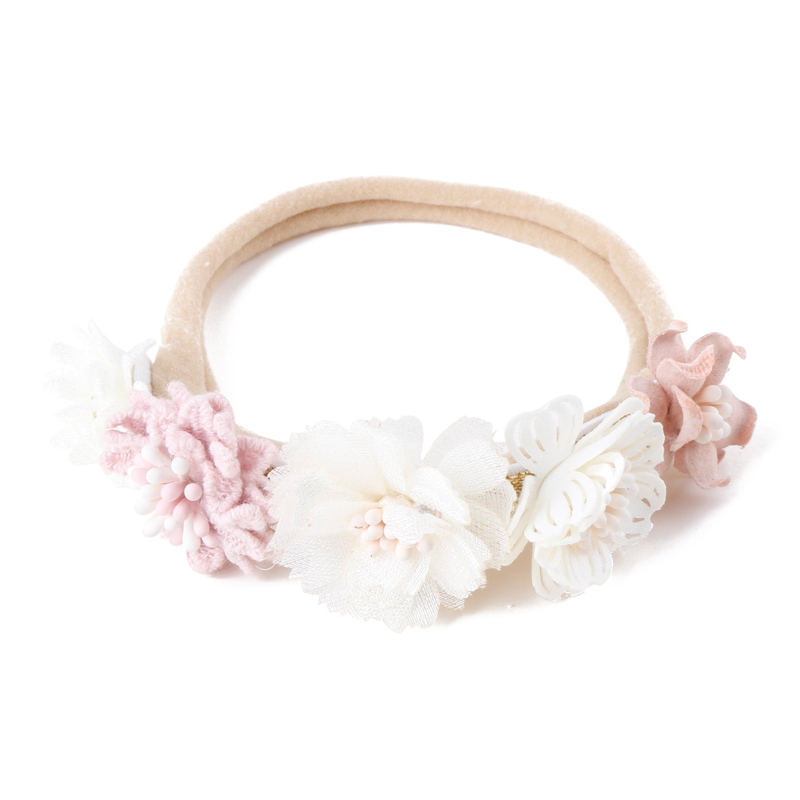 ⭐ Diadema Infantil Floral con Perlas | Cinta para Bebé Full Moon – Estilo Retro y Elegante