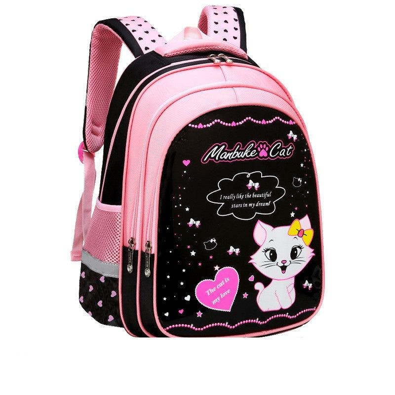 ⭐Mochila Escolar Infantil con Estampado de Gatito | Impermeable, Ligera y Resistente | Opciones con Estuche y Caja de Papelería