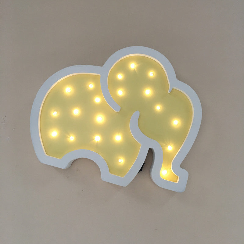 ⭐ Lámpara LED Infantil Elefante Bebé | Decoración de Pared en Madera, Luz Suave | Estilo Europeo, Ideal para Habitaciones de Bebé
