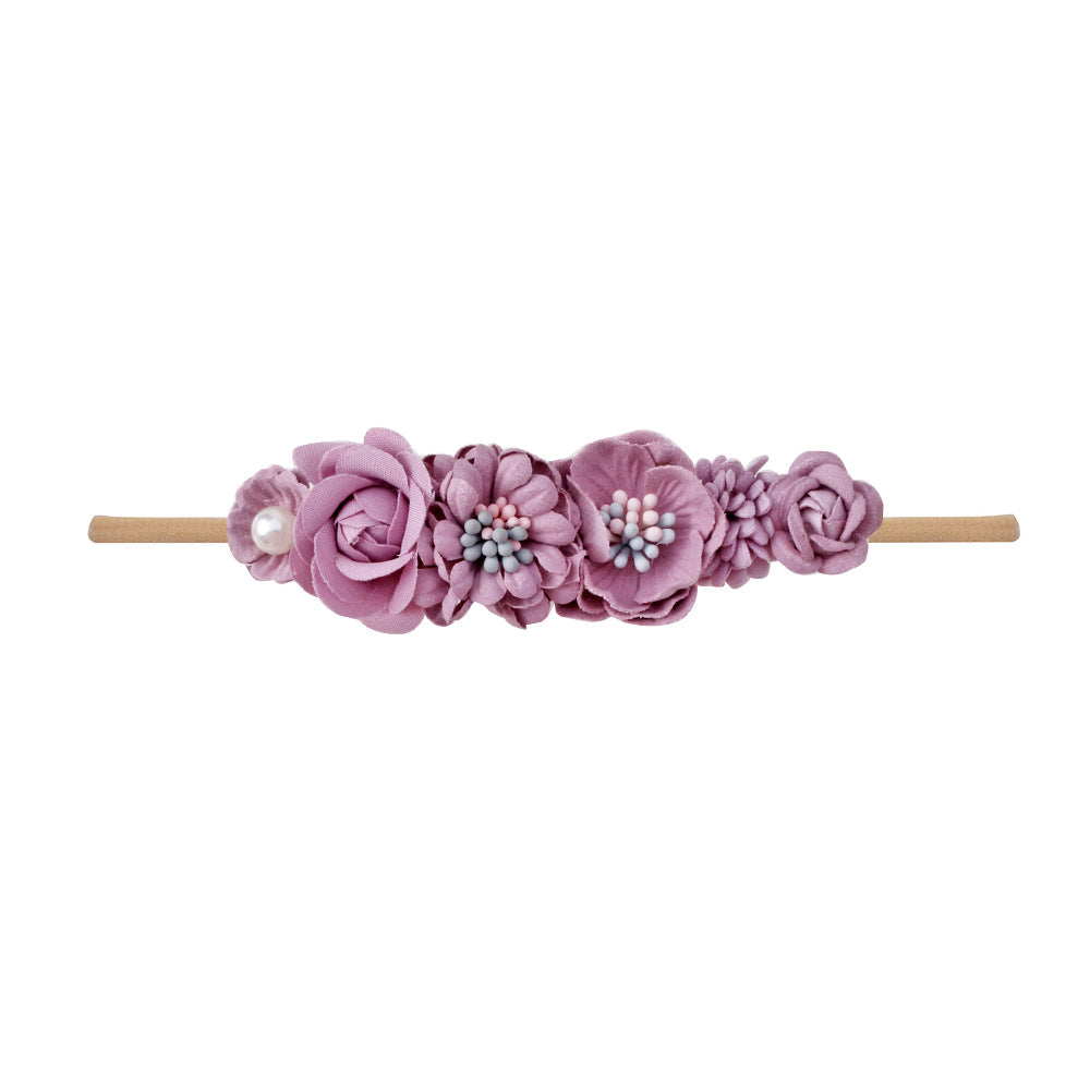 ⭐ Diadema Infantil Floral con Perlas | Cinta para Bebé Full Moon – Estilo Retro y Elegante