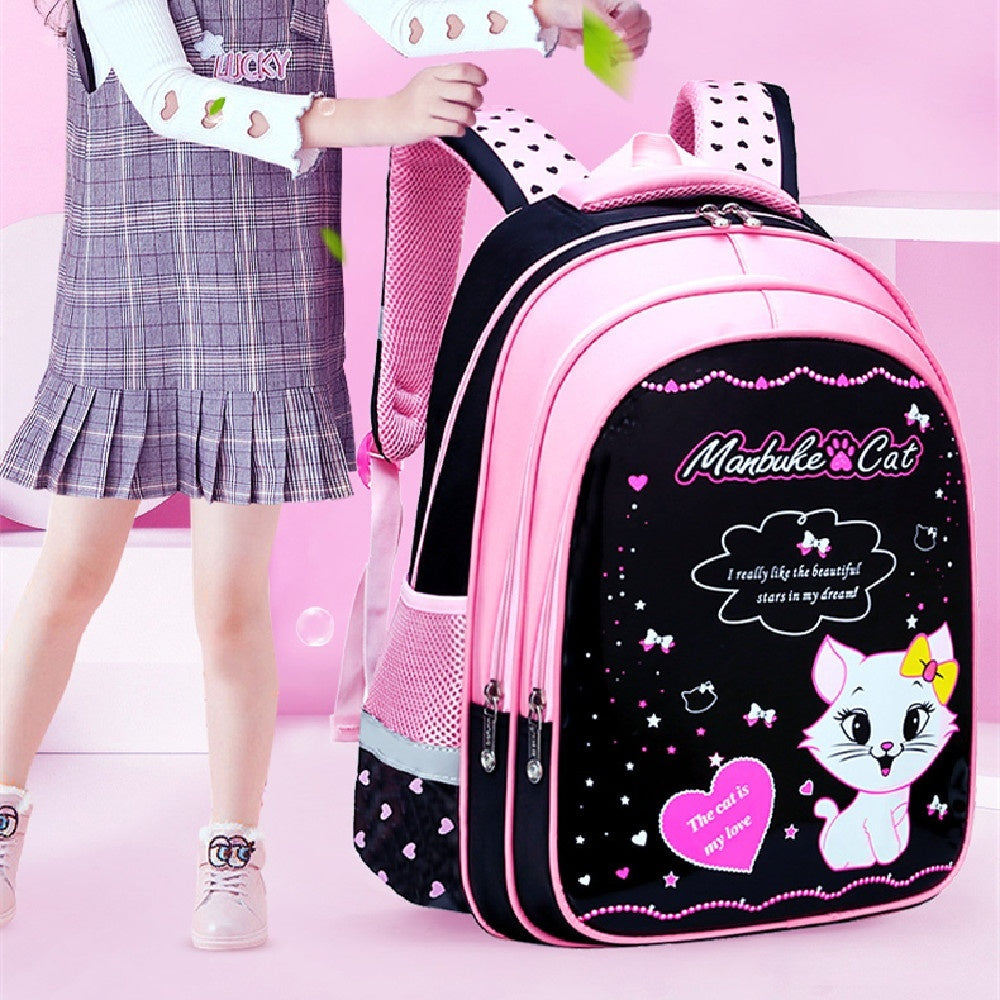 ⭐Mochila Escolar Infantil con Estampado de Gatito | Impermeable, Ligera y Resistente | Opciones con Estuche y Caja de Papelería