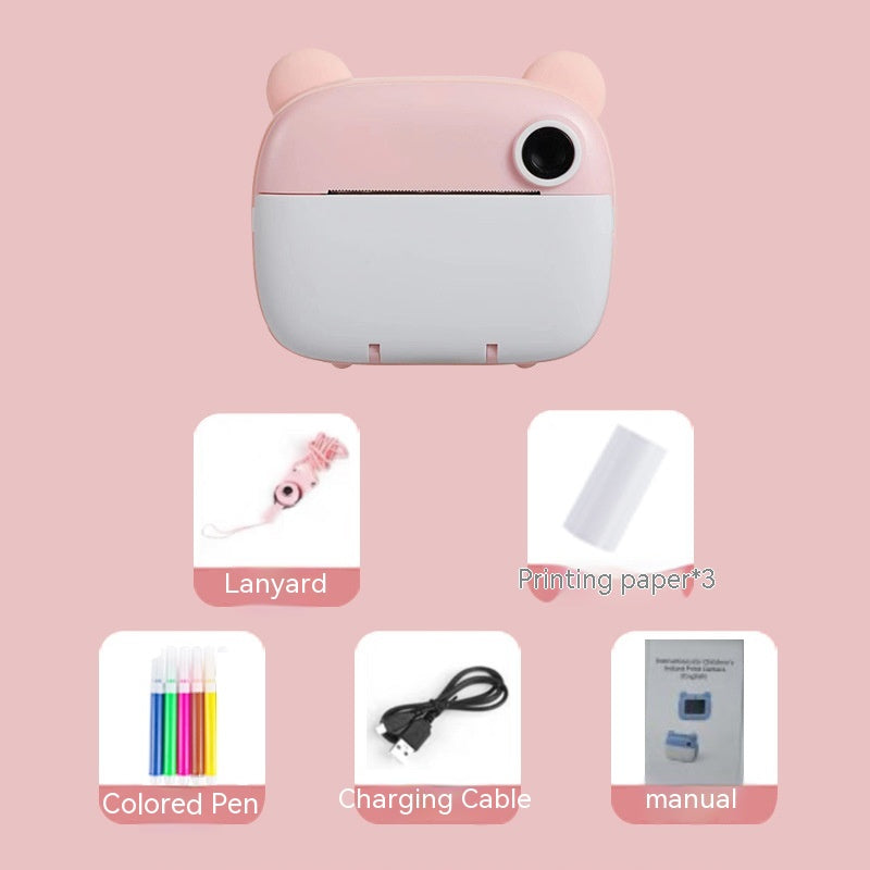 ⭐ Cámara Infantil con Impresión Instantánea | Doble Cámara HD, Pantalla Grande, Incluye 3 Rollos de Papel, Rotuladores y Lanyard