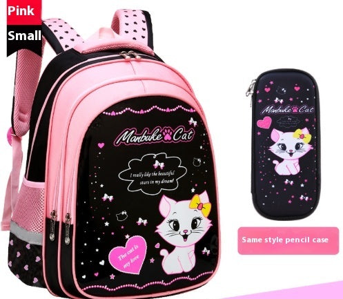 ⭐Mochila Escolar Infantil con Estampado de Gatito | Impermeable, Ligera y Resistente | Opciones con Estuche y Caja de Papelería