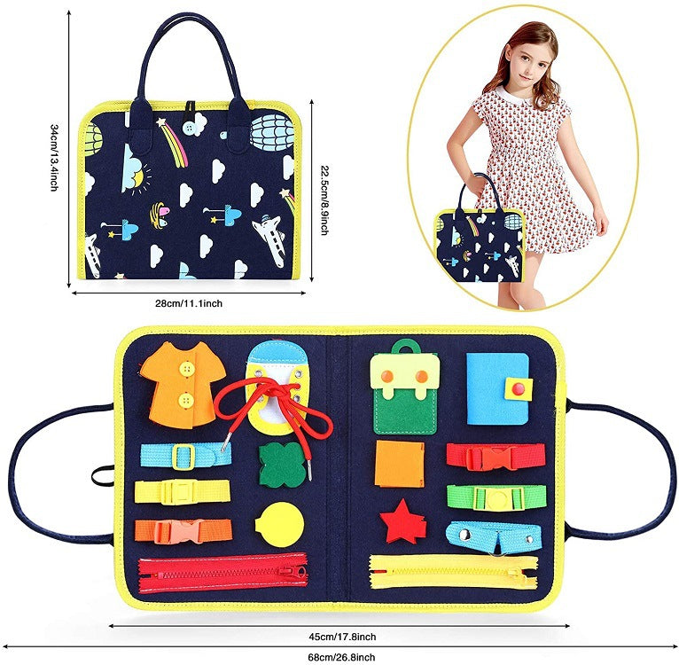 ⭐ Busy Book Montessori para Niños 1–5 Años | Libro Sensorial de Fieltro, Actividades de Vestir y Abotonar | Juguete Educativo Portátil, Viajes y Preescolar