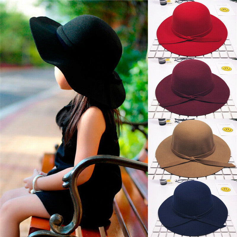 ⭐ Sombrero Vintage de Ala Ancha para Niñas | Elegante, Suave y Ajustado | 2–8 Años | Lana/Fieltro – Diseño Clásico y Atemporal