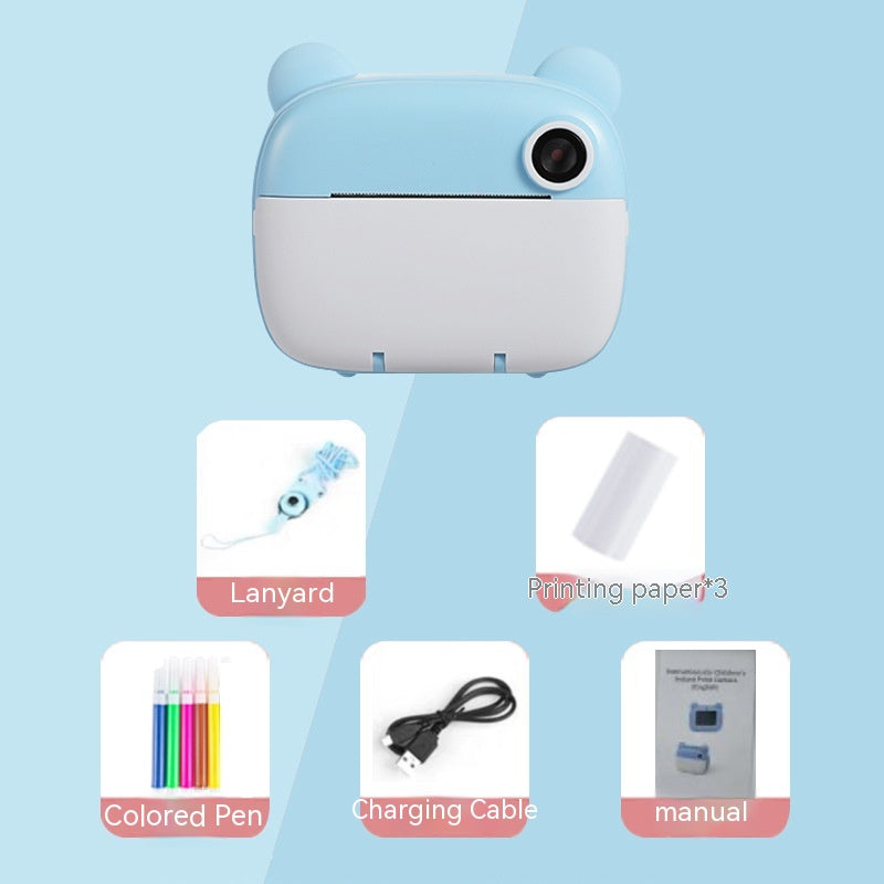 ⭐ Cámara Infantil con Impresión Instantánea | Doble Cámara HD, Pantalla Grande, Incluye 3 Rollos de Papel, Rotuladores y Lanyard