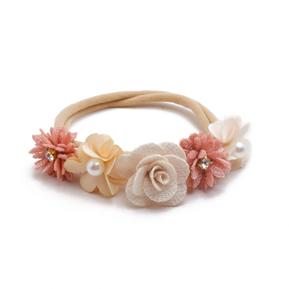 ⭐ Diadema Infantil Floral con Perlas | Cinta para Bebé Full Moon – Estilo Retro y Elegante