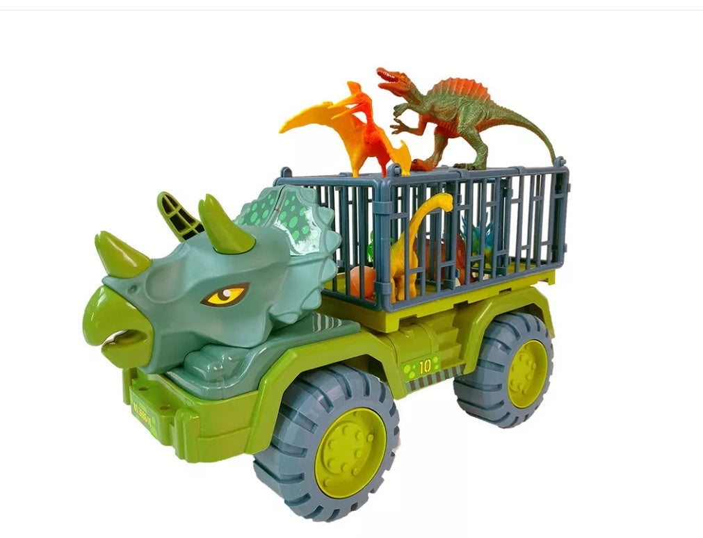 ⭐Set de Vehículos Dinosaurio para Niños | Camión de Ingeniería Grande con Contenedor – Juguete Infantil de Dinosaurios