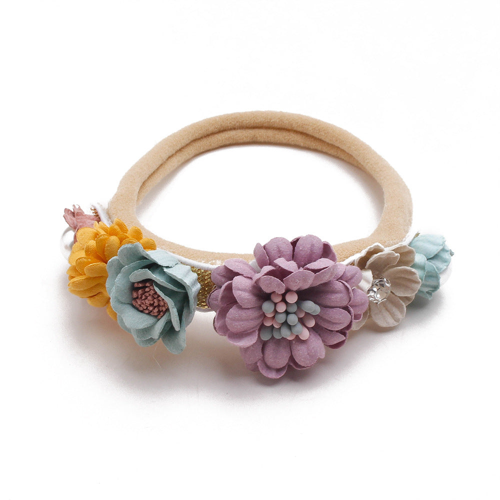 ⭐ Diadema Infantil Floral con Perlas | Cinta para Bebé Full Moon – Estilo Retro y Elegante