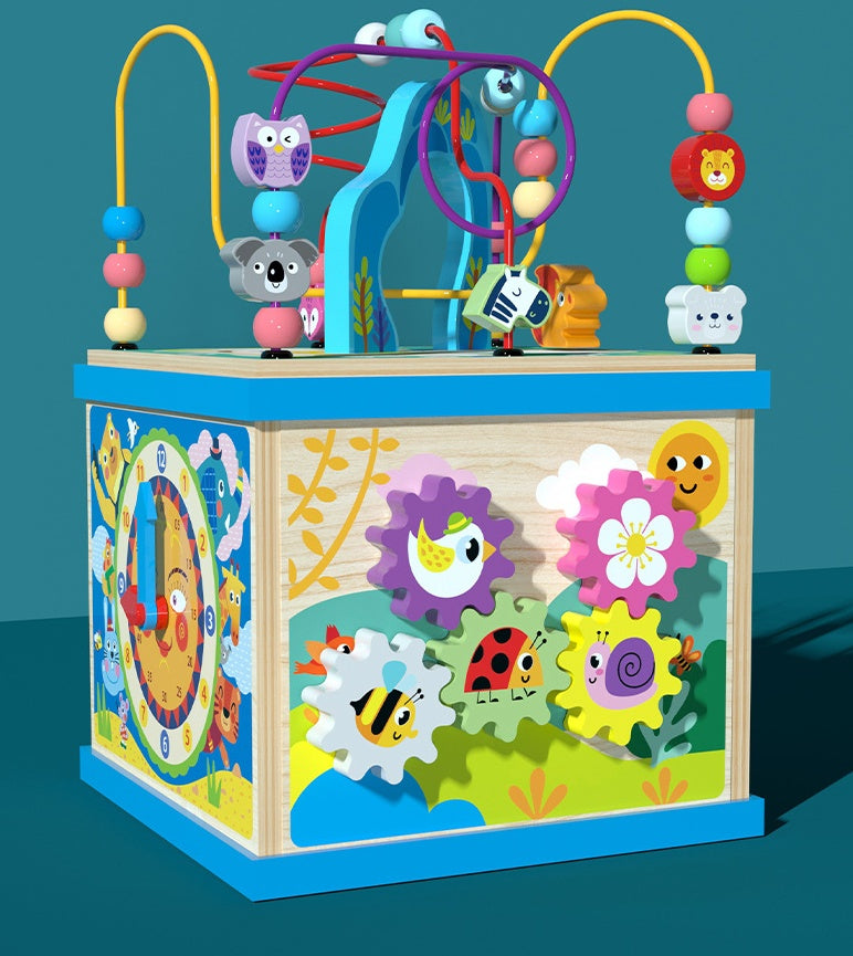 ⭐ Juguete de Madera Multifuncional para Bebés | Caja de Actividades Montessori con Laberinto de Cuentas | Niños y Niñas