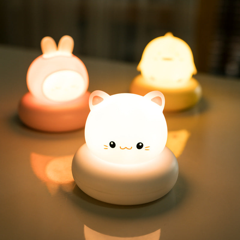 ⭐ Lámpara LED de Mesita con Sensor Táctil “Cute Pets” | Luz Nocturna Inteligente, 3W, Batería, Diseño Moderno | Conejito, Gatito, Patito o Osito